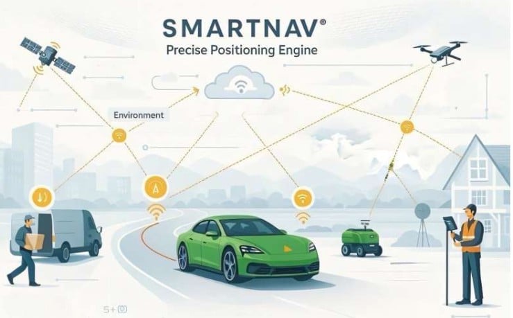 Схема работы технологии PPP-RTK для коррекции навигации.